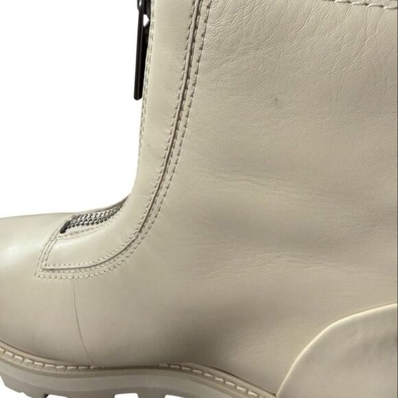 Gianni Bini X Nastia Liukin Bowery Leather Zip Lug Sole Boots Chunky Sole Cream - Picture 15 of 15